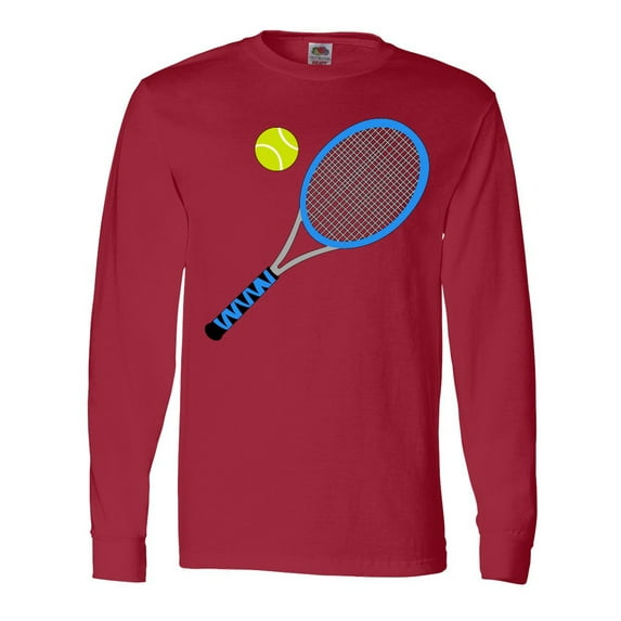 Inktastic Blue Tennis Racket and Ball Long Sleeve T-Shirt