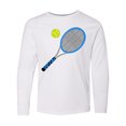 thumbnail image 1 of Inktastic Blue Tennis Racket and Ball Long Sleeve Youth T-Shirt, 1 of 5