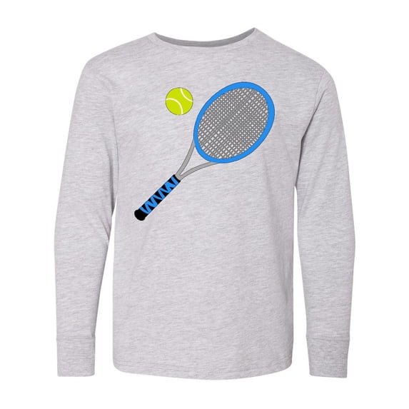 Inktastic Blue Tennis Racket and Ball Long Sleeve Youth T-Shirt