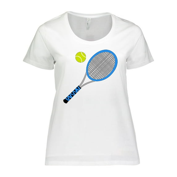 Inktastic Blue Tennis Racket and Ball Women's Plus Size T-Shirt