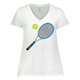 thumbnail image 1 of Inktastic Blue Tennis Racket and Ball Women's Plus Size V-Neck T-Shirt, 1 of 5