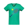thumbnail image 1 of Inktastic Blue Tennis Racket and Ball Women's V-Neck T-Shirt, 1 of 5