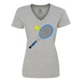 thumbnail image 1 of Inktastic Blue Tennis Racket and Ball Women's V-Neck T-Shirt, 1 of 5