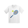 thumbnail image 1 of Inktastic Blue Tennis Racket and Ball Youth T-Shirt, 1 of 5