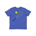 thumbnail image 1 of Inktastic Blue Tennis Racket and Ball Youth T-Shirt, 1 of 5