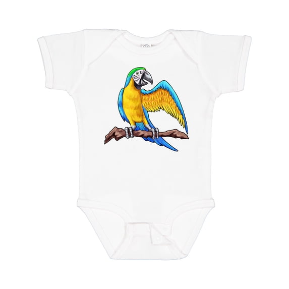 Inktastic Blue and Gold Macaw Parrot Boys or Girls Baby Bodysuit