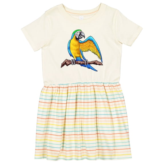 Inktastic Blue and Gold Macaw Parrot Girls Toddler Dress