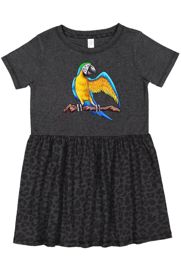 Blue and Gold Macaw Parrot Girls Toddler Dress