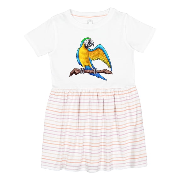 Inktastic Blue and Gold Macaw Parrot Girls Toddler Dress