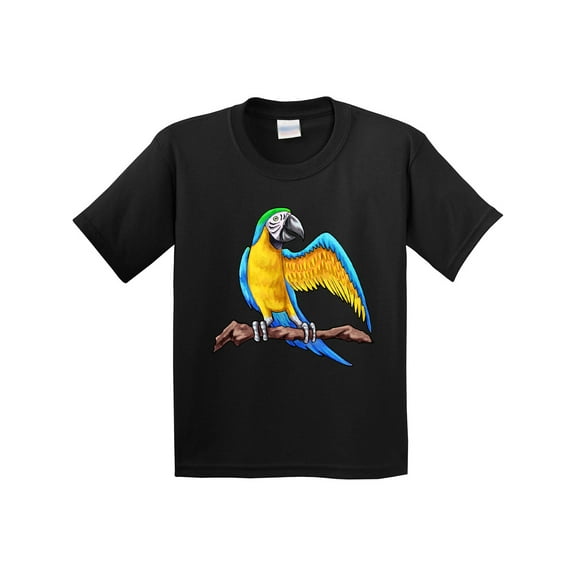 Inktastic Blue and Gold Macaw Parrot Youth T-Shirt