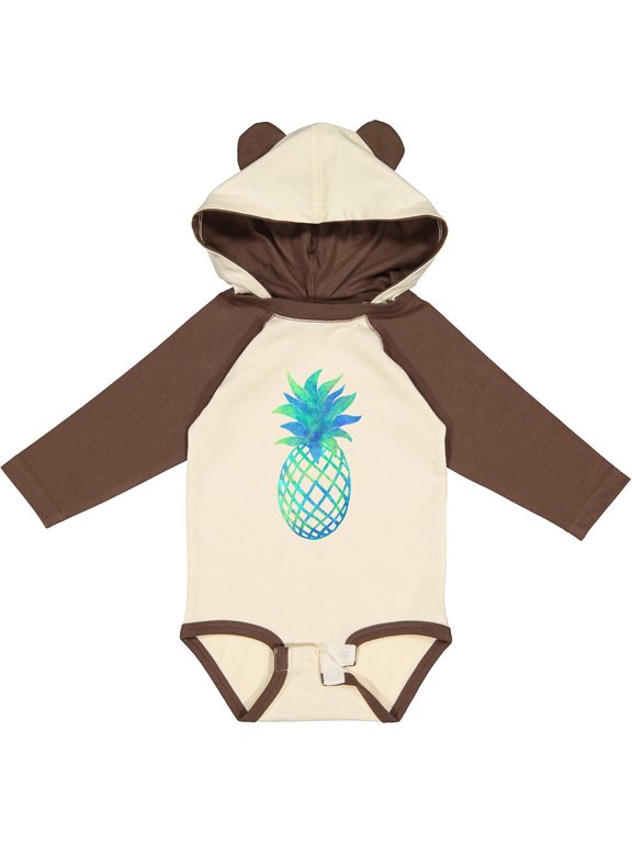 Blue and Green Pineapple Boys or Girls Long Sleeve Baby Bodysuit