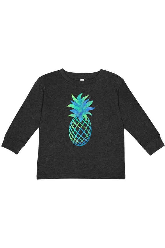 Blue and Green Pineapple Boys or Girls Long Sleeve Toddler T-Shirt