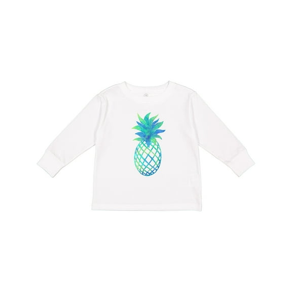 Inktastic Blue and Green Pineapple Boys or Girls Long Sleeve Toddler T-Shirt