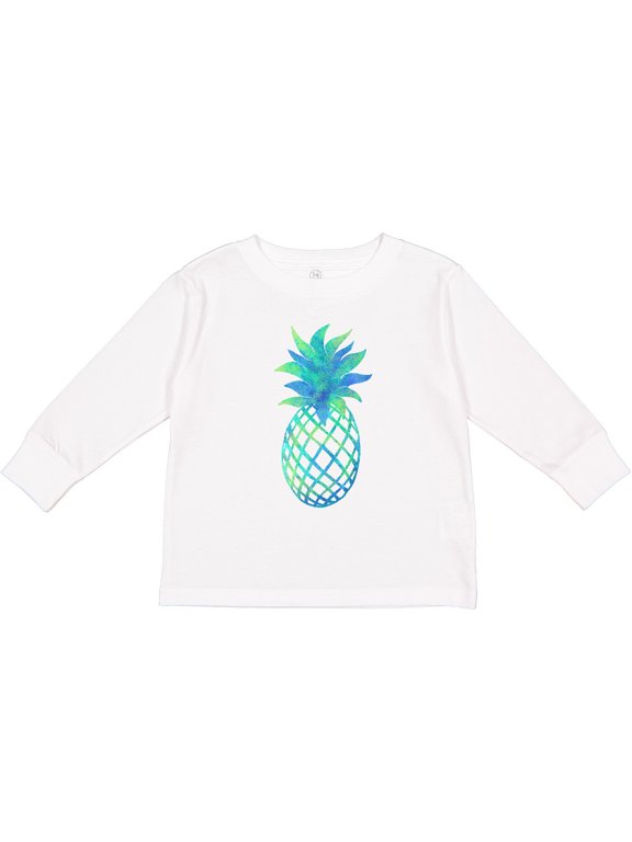 Blue and Green Pineapple Boys or Girls Long Sleeve Toddler T-Shirt