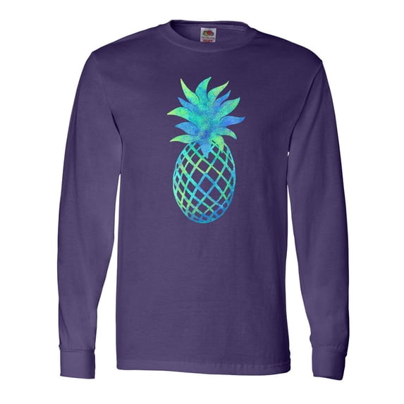 Inktastic Blue and Green Pineapple Long Sleeve T-Shirt