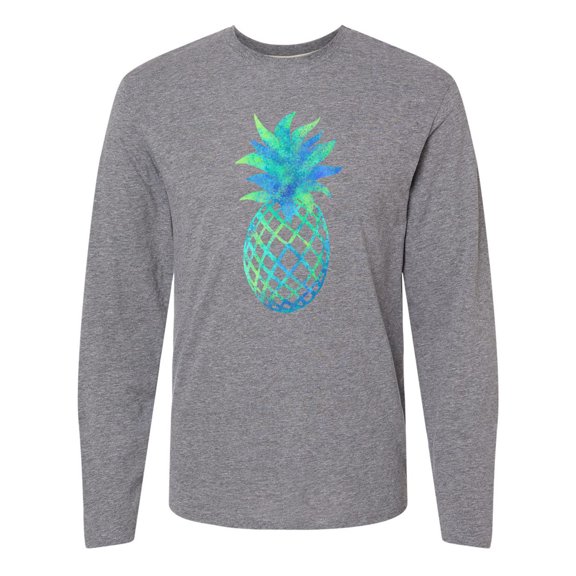 Inktastic Blue and Green Pineapple Long Sleeve T-Shirt