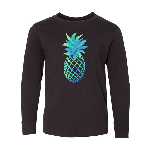 Inktastic Blue and Green Pineapple Long Sleeve Youth T-Shirt