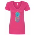 thumbnail image 1 of Inktastic Blue and Green Pineapple Women's V-Neck T-Shirt, 1 of 5