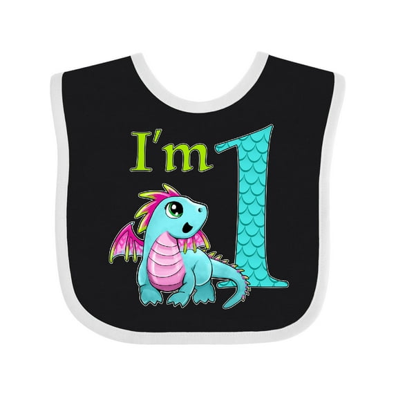 Inktastic Blue and Pink Baby Dragon First Birthday Boys or Girls Baby Bib