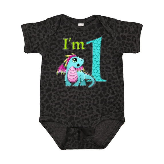 Inktastic Blue and Pink Baby Dragon First Birthday Boys or Girls Baby Bodysuit