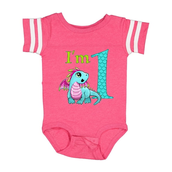 Inktastic Blue and Pink Baby Dragon First Birthday Boys or Girls Baby Bodysuit