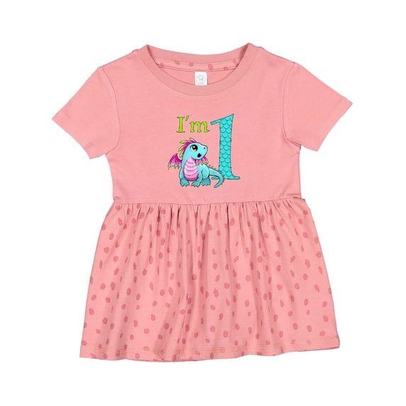 Inktastic Blue and Pink Baby Dragon First Birthday Girls Baby Dress