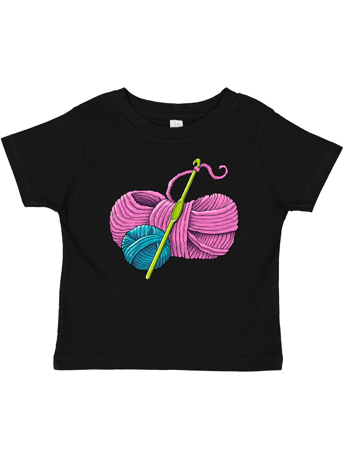 Inktastic Blue and Pink Yarn with Crochet Hook Boys or Girls Baby T-Shirt