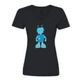thumbnail image 1 of Inktastic Blue robot Women's V-Neck T-Shirt, 1 of 5