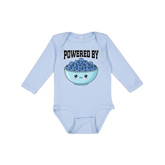 Inktastic Blueberries Cute Powered by Boys or Girls Long Sleeve Baby Bodysuit