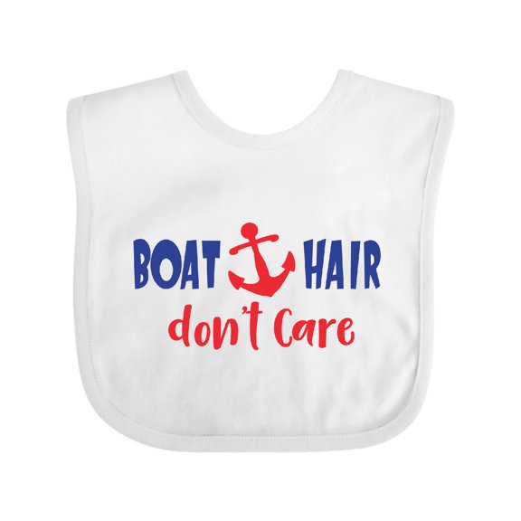 Inktastic Boat Hair Don't Care, Anchor, Sailing - Red Blue Boys or Girls Baby Bib