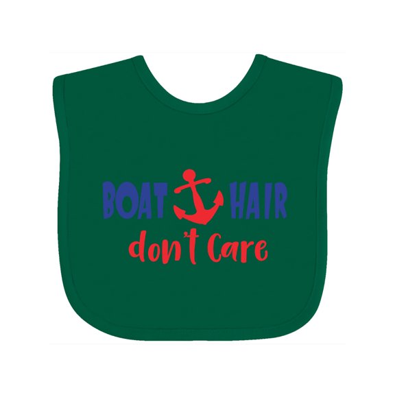 Inktastic Boat Hair Don't Care, Anchor, Sailing - Red Blue Boys or Girls Baby Bib