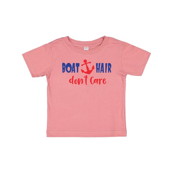 Inktastic Boat Hair Don't Care, Anchor, Sailing - Red Blue Boys or Girls Baby T-Shirt