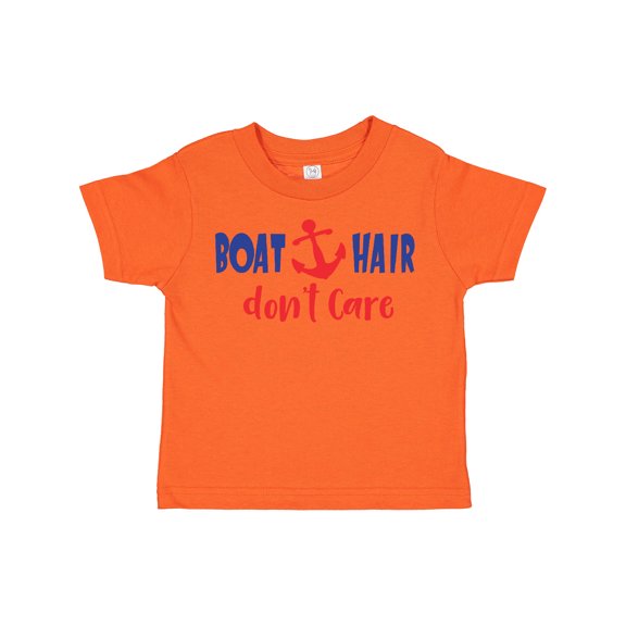 Inktastic Boat Hair Don't Care, Anchor, Sailing - Red Blue Boys or Girls Toddler T-Shirt