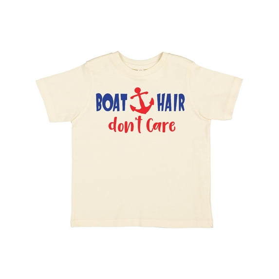 Inktastic Boat Hair Don't Care, Anchor, Sailing - Red Blue Boys or Girls Toddler T-Shirt