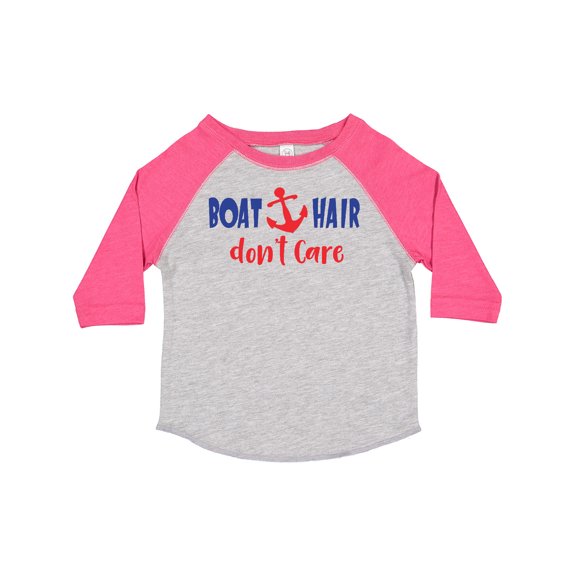 Inktastic Boat Hair Don't Care, Anchor, Sailing - Red Blue Boys or Girls Toddler T-Shirt