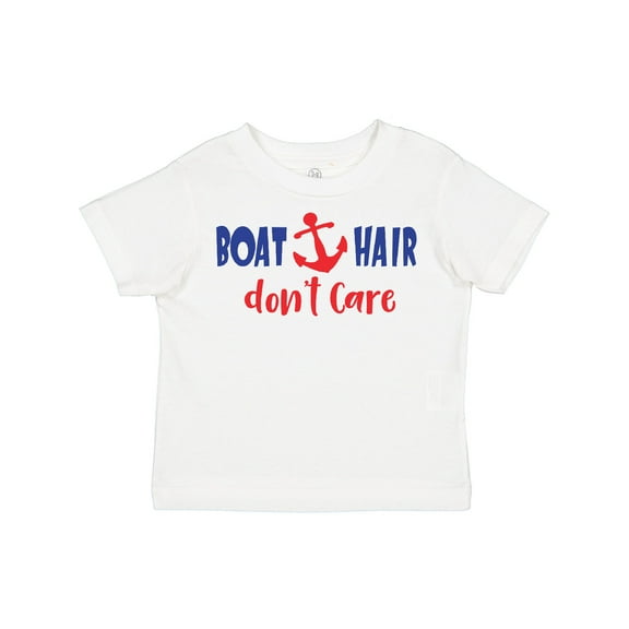 Inktastic Boat Hair Don't Care, Anchor, Sailing - Red Blue Boys or Girls Toddler T-Shirt