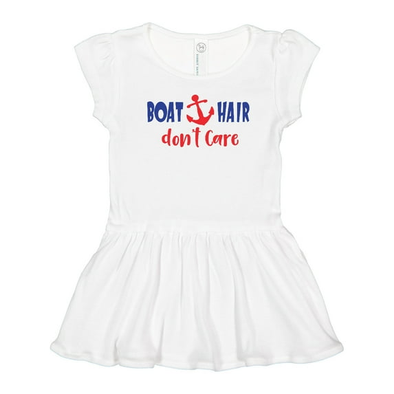 Inktastic Boat Hair Don't Care, Anchor, Sailing - Red Blue Girls Toddler Dress