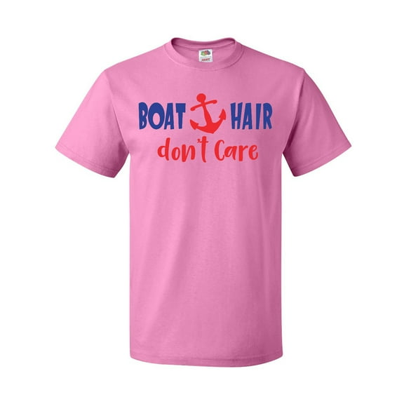 Inktastic Boat Hair Don't Care, Anchor, Sailing - Red Blue T-Shirt