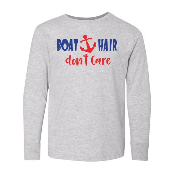 Inktastic Boat Hair Don't Care, Boat Anchor, Sailor, Sailing Long Sleeve Youth T-Shirt