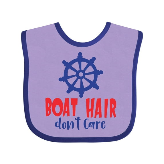 Inktastic Boat Hair Don't Care, Boat's Wheel, Ship's Wheel Boys or Girls Baby Bib