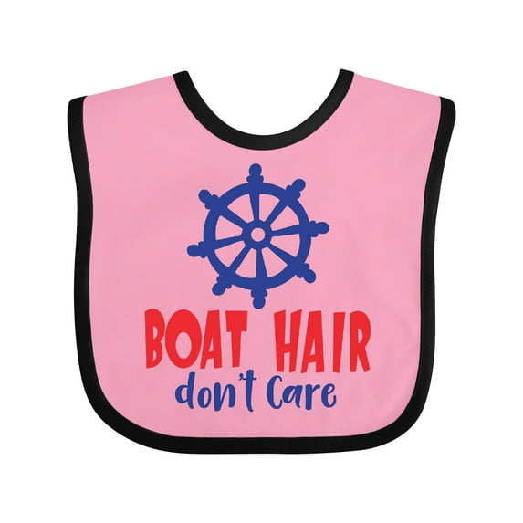 Inktastic Boat Hair Don't Care, Boat's Wheel, Ship's Wheel Boys or Girls Baby Bib