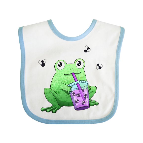 Inktastic Boba Toad Cute Frog with Tea Boys or Girls Baby Bib