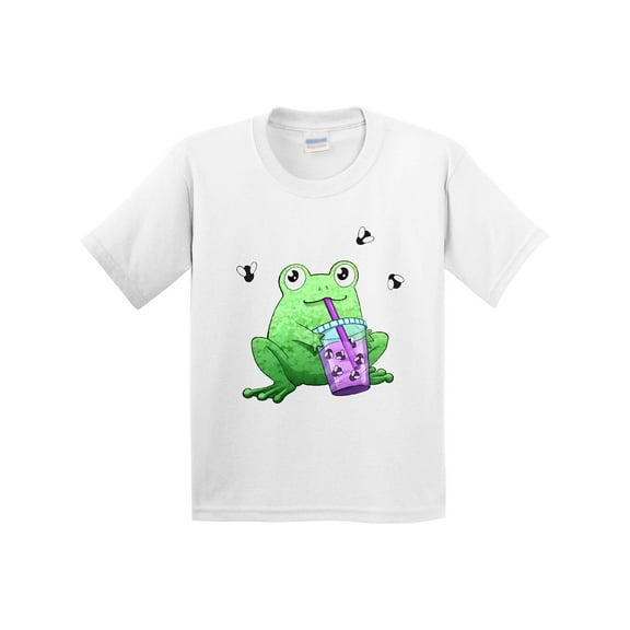 Inktastic Boba Toad Cute Frog with Tea Youth T-Shirt