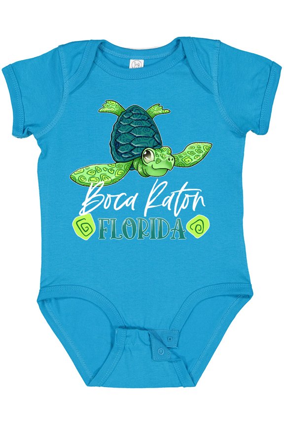 Boca Raton, Florida Happy Sea Turtle Boys or Girls Baby Bodysuit