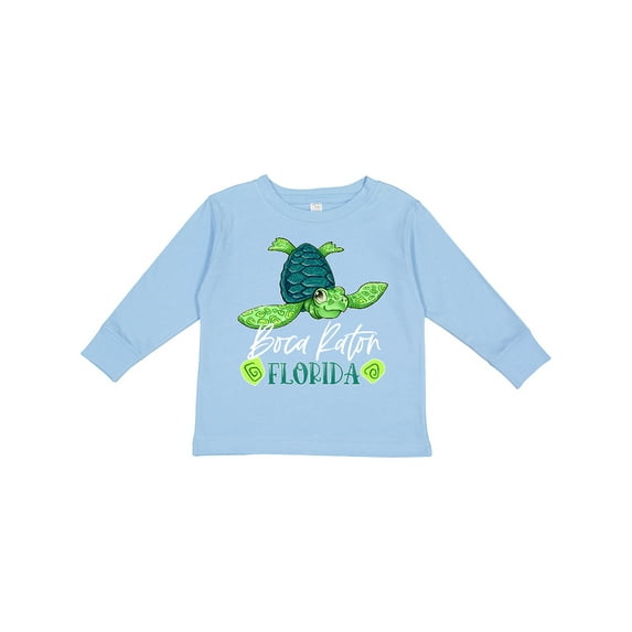 Inktastic Boca Raton, Florida Happy Sea Turtle Boys or Girls Long Sleeve Toddler T-Shirt
