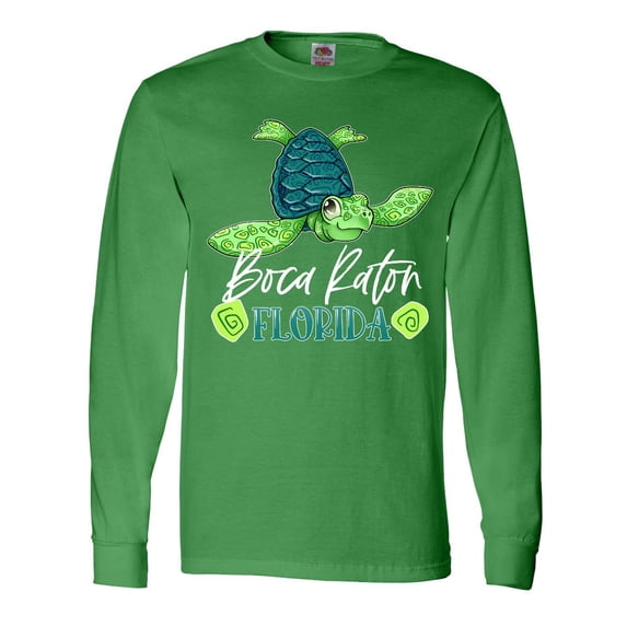 Inktastic Boca Raton, Florida Happy Sea Turtle Long Sleeve T-Shirt