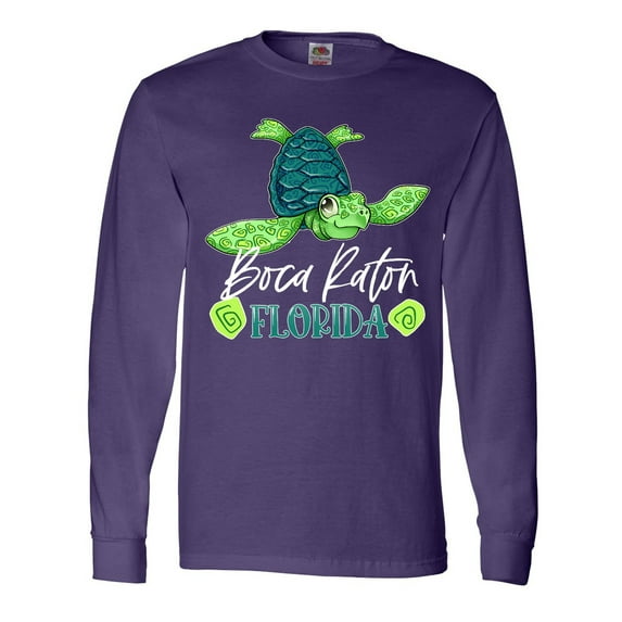 Inktastic Boca Raton, Florida Happy Sea Turtle Long Sleeve T-Shirt