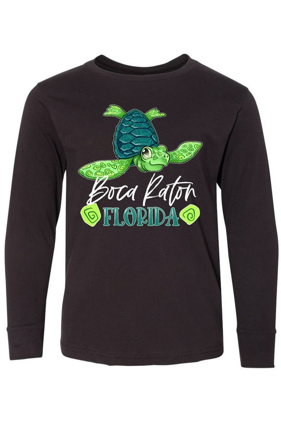 Boca Raton, Florida Happy Sea Turtle Long Sleeve Youth T-Shirt