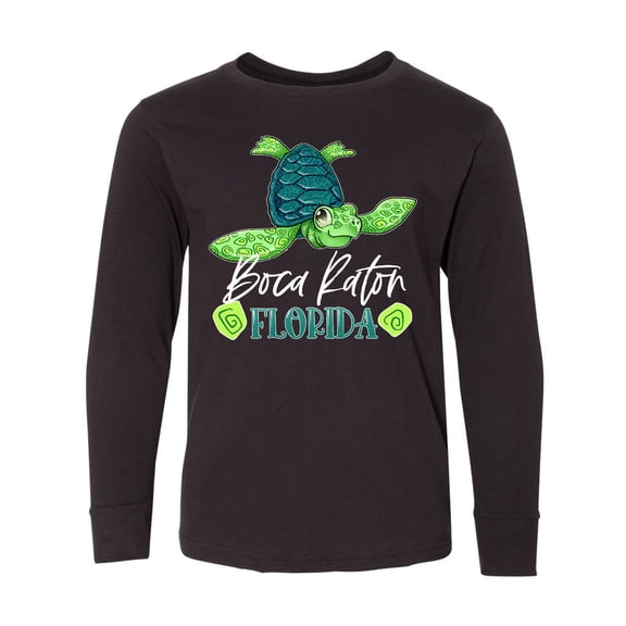 Inktastic Boca Raton, Florida Happy Sea Turtle Long Sleeve Youth T-Shirt
