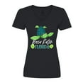 thumbnail image 1 of Inktastic Boca Raton, Florida Happy Sea Turtle Women's V-Neck T-Shirt, 1 of 5